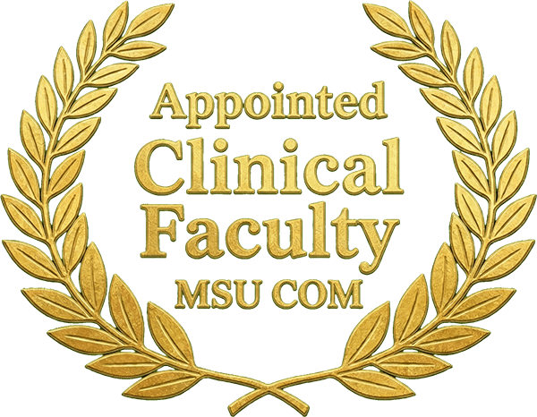 Award badge for Appointed Clinical Faculty at MSUCOM