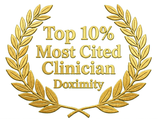 Award badge for Top 10% Most Cited Clinician on Doximity